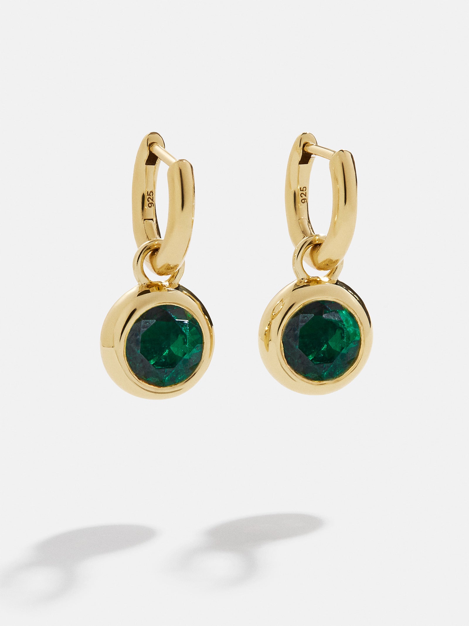 18K Gold Birthstone Drop Earrings Emerald 18K Gold Plated Sterling