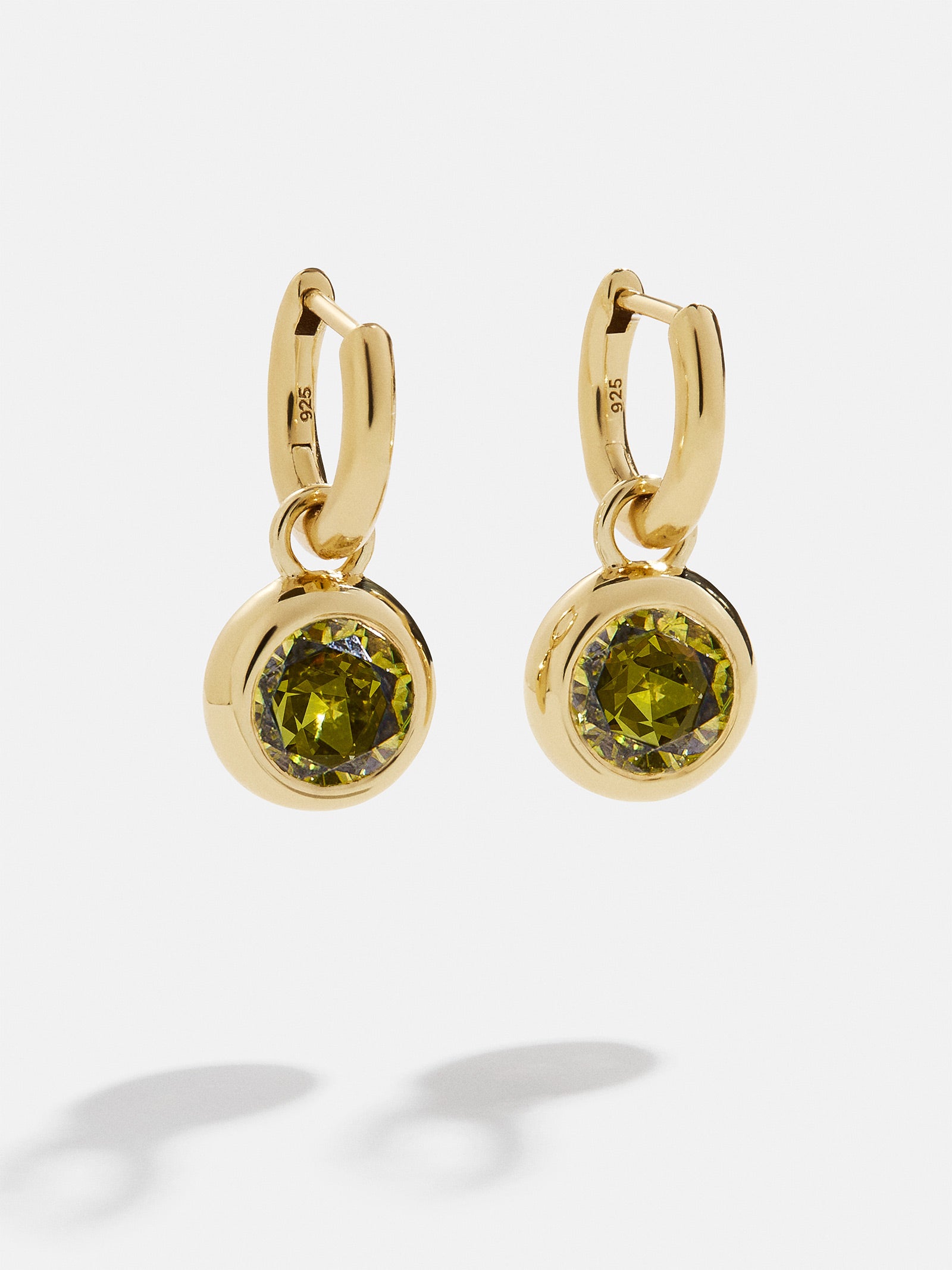 18K Gold Birthstone Drop Earrings - Peridot – 18K Gold Plated  
