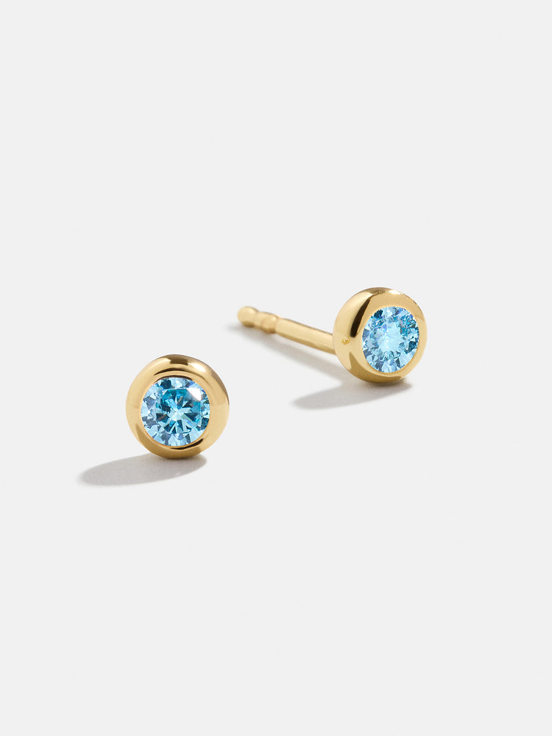 BaubleBar 18K Gold Birthstone Stud Earrings - Aquamarine - 
    18K Gold Plated Sterling Silver, Cubic Zirconia
  
