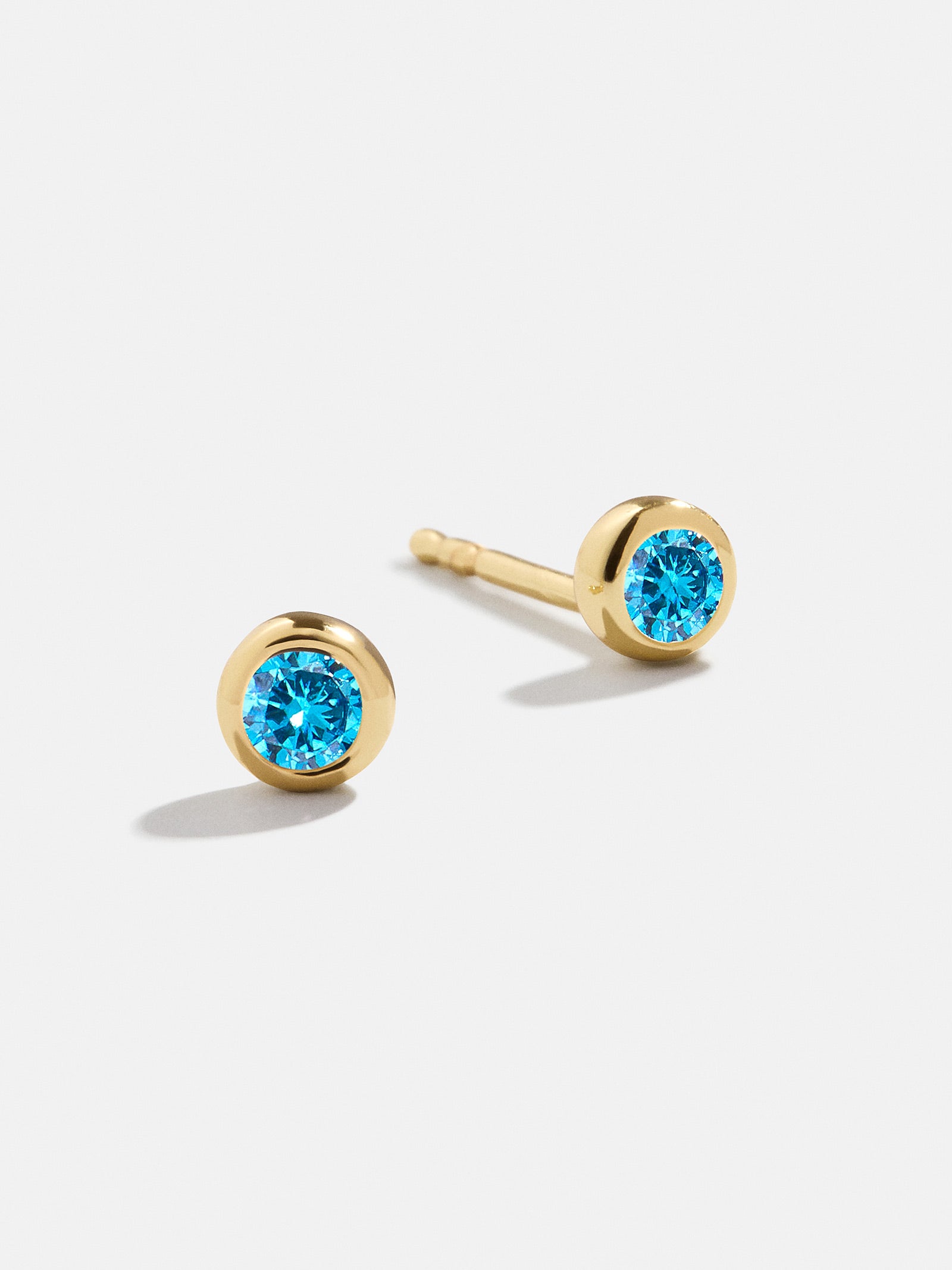 Baublebar 18K Gold Birthstone Stud Earrings Blue Zircon