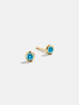 BaubleBar 18K Gold Birthstone Stud Earrings - Blue Zircon - 
    18K gold plated sterling silver, Cubic Zirconia