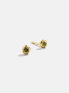 18K Gold Birthstone Stud Earrings - Peridot