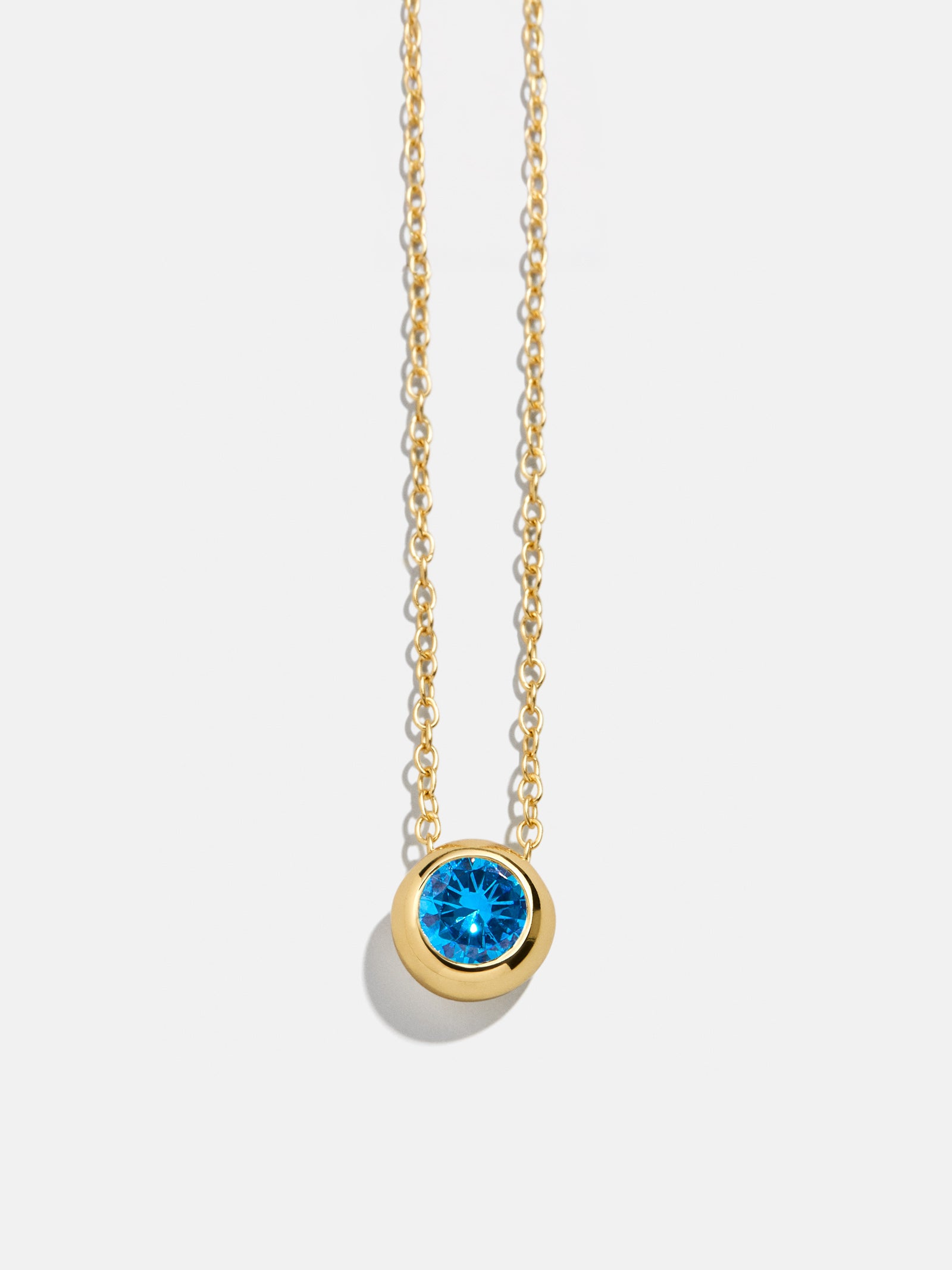 18K Gold Birthstone Pendant Necklace Blue Zircon – 18K gold