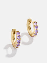 BaubleBar 18K Gold Birthstone Huggie Earrings - Light Amethyst - 
    Cubic zirconia earrings