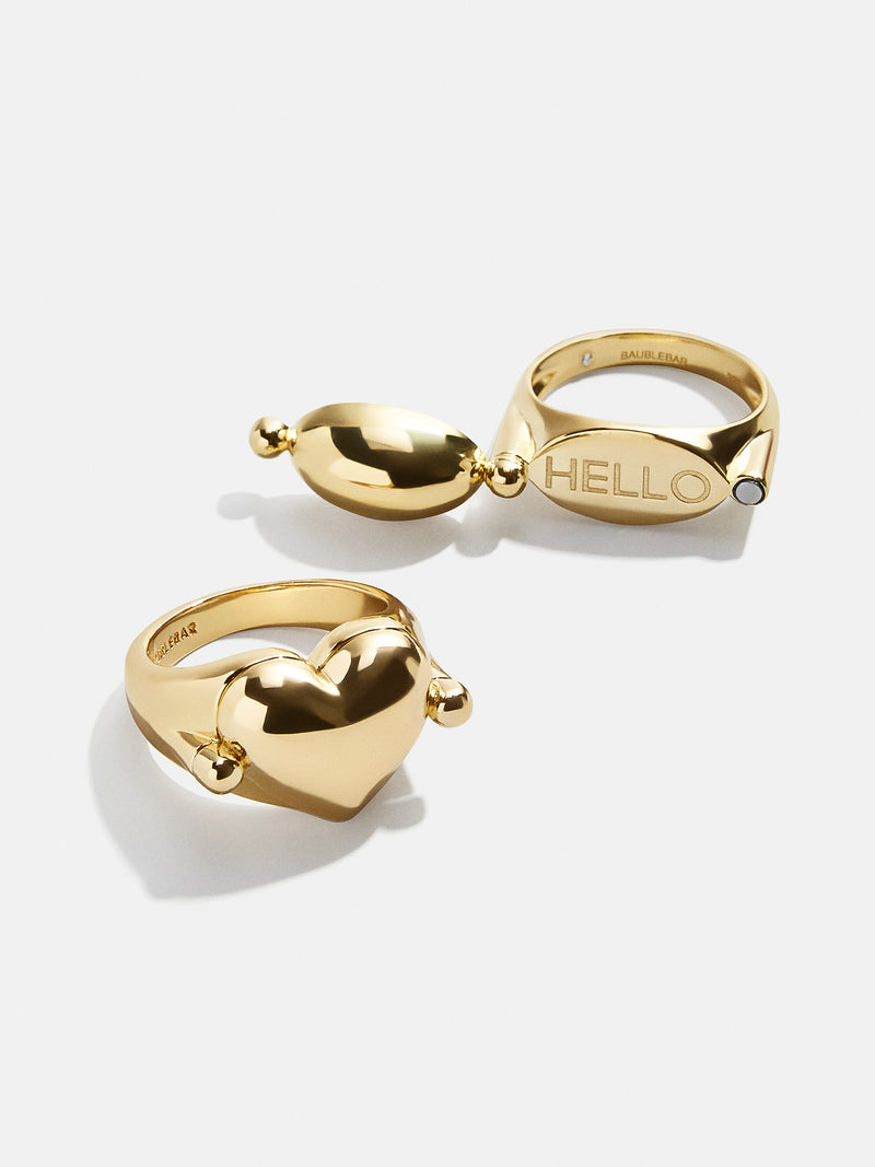 BaubleBar 18K Gold Custom Engravable Peekaboo Ring - Heart - 
    18K Gold Plated Sterling Silver
  
