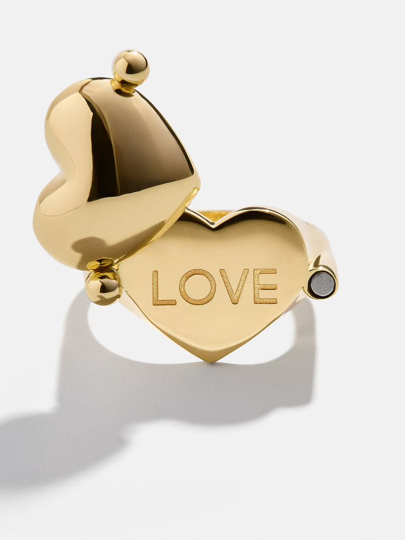 BaubleBar 18K Gold Custom Engravable Peekaboo Ring - Heart - 
    18K Gold Plated Sterling Silver
  
