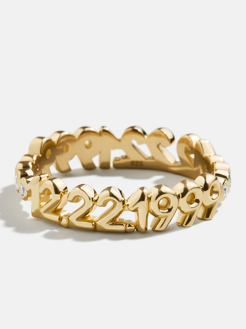 BaubleBar 18K Save The Date Custom Ring - Number - 
    18K Gold Plated Sterling Silver, Cubic Zirconia
  
