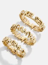 BaubleBar 18K Gold Custom Nameplate Ring - 18K Gold. Pavé Cubic Zirconia Stones -
18K gold plated sterling silver Cubic Zirconia