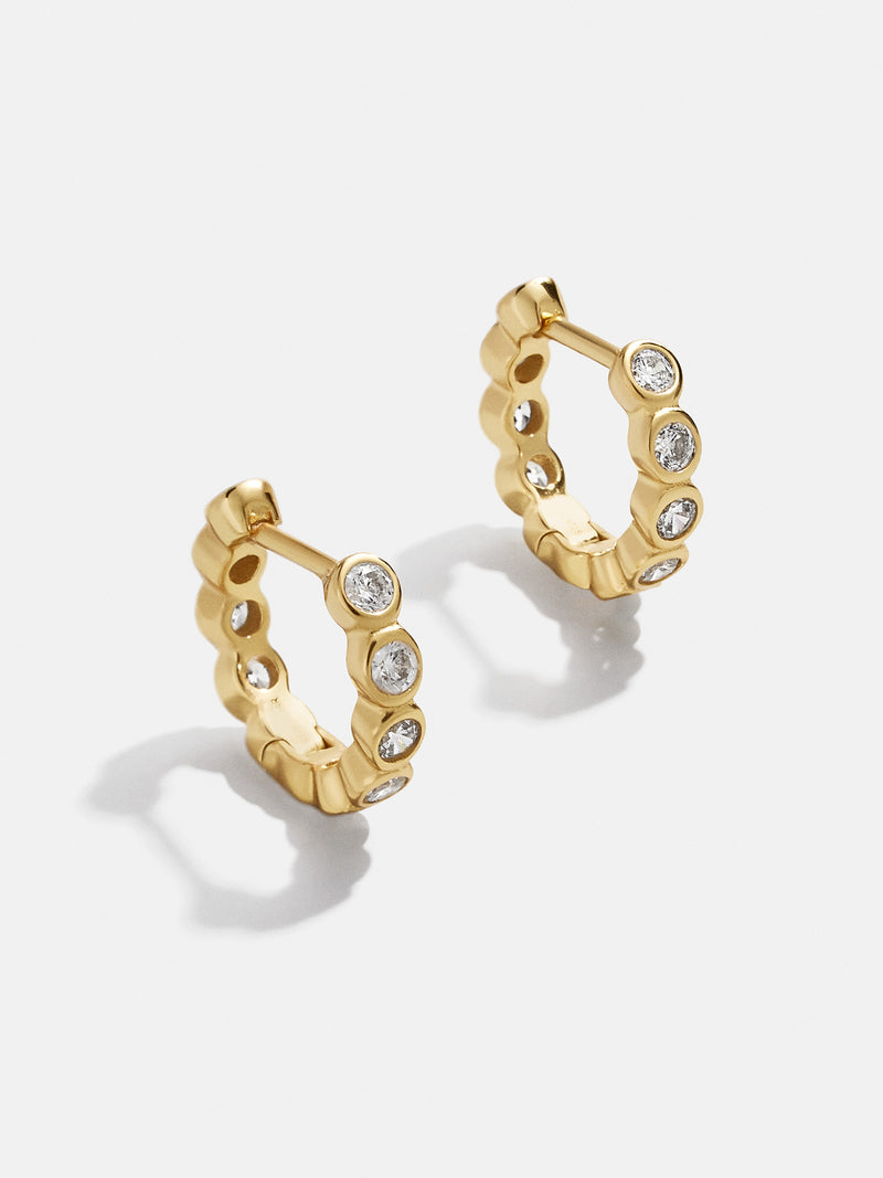 BaubleBar Jessica 18K Gold Earrings - Clear/Gold - 
    18K Gold Plated Sterling Silver, Cubic Zirconia stones
  
