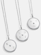 Classic Sterling Silver Custom Medallion Necklace - Pavé/Silver