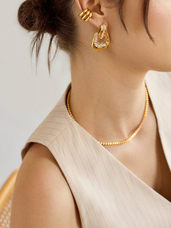 Mila Earrings - Clear/Gold