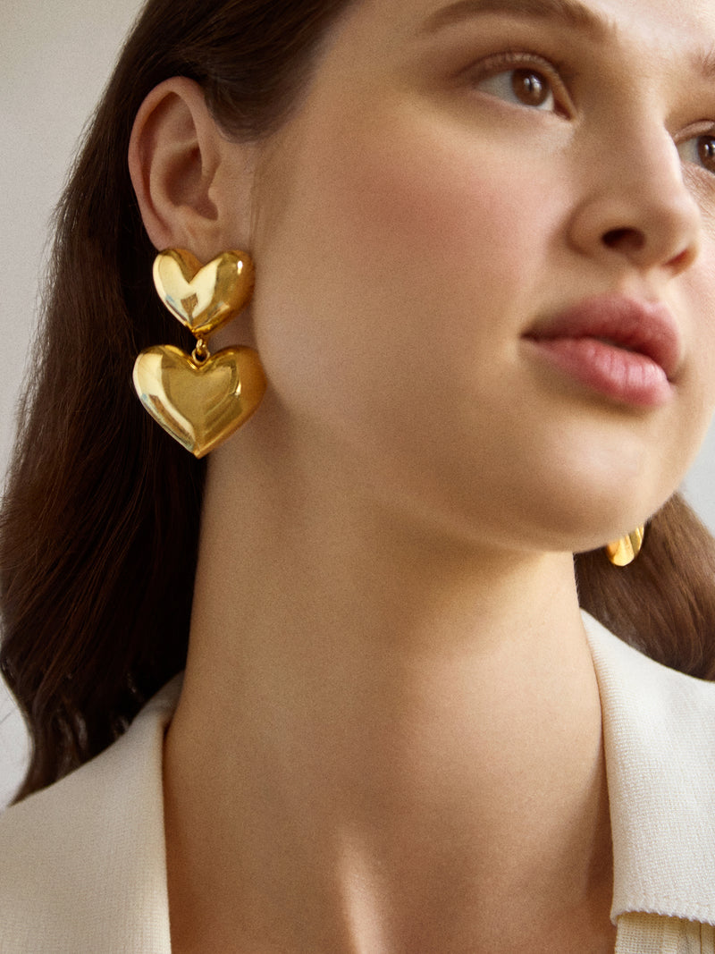 BaubleBar Lizzie Earrings - Large - 
    Gold heart statement earring
  
