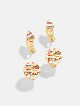 BaubleBar Kids' Sweet Treats Clip On Earrings - Sweet Treats Earring Set -
One set of ice cream cone clip-ons, one set of donut clip-ons