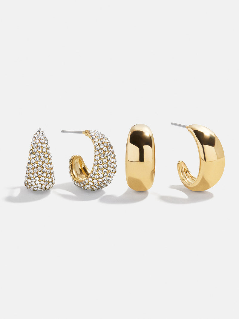 Bay Waterproof Earring Set - Gold/Pavé