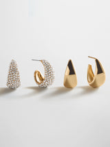 BaubleBar Bay Waterproof Earring Set - Gold/Pavé -
Set of two waterproof earrings
