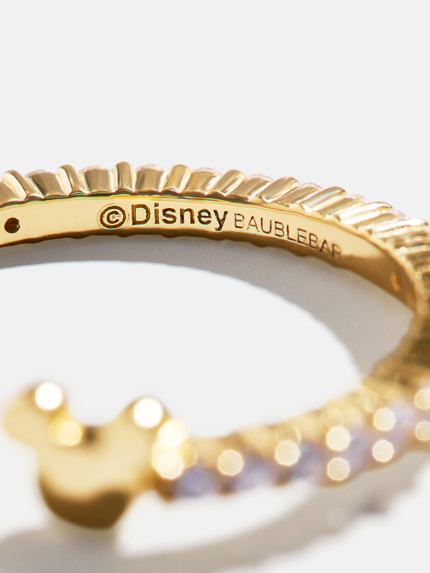 Disney Mickey Mouse 18K Gold Plated Sterling Silver Custom Ring - Gold/Pavé