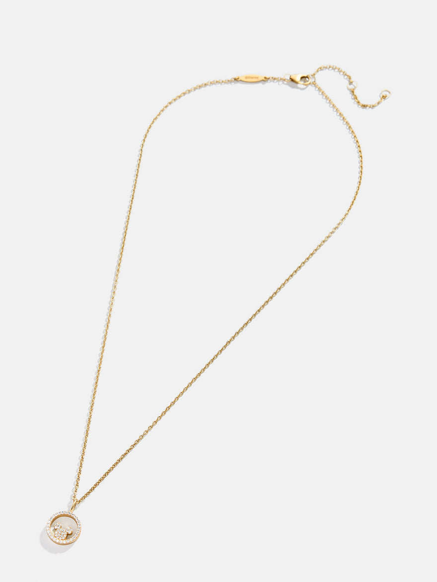 Disney Mickey Mouse 18K Gold Plated Sterling Silver Outline Pendant Necklace - Gold/Pavé