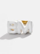 Block Enamel Custom Initial Ring - White