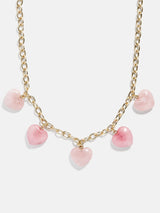 BaubleBar Esme Statement Necklace - Gold/Pink -
Semi-precious heart necklace