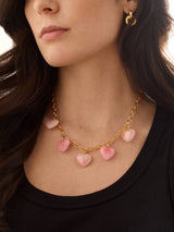 BaubleBar Esme Statement Necklace - Gold/Pink -
Semi-precious heart necklace