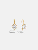 BaubleBar Fallon 18K Gold Bezel Earrings - Gold/Pavé - 
    18K gold plated sterling silver, Cubic Zirconia stones