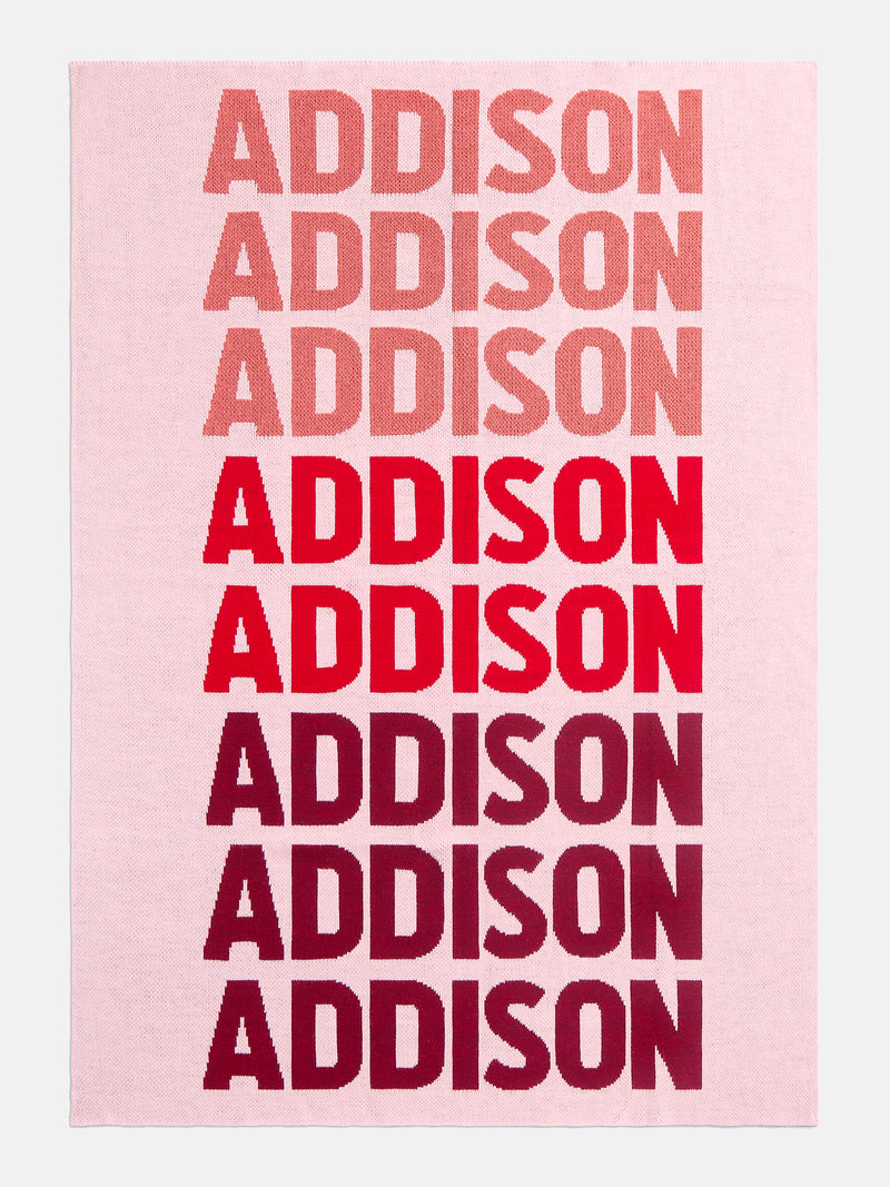 BaubleBar Ombre Name Custom Blanket - Red/Pink - 
    Custom, machine washable blanket in two sizes
  
