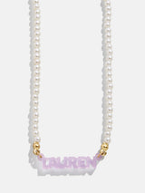 BaubleBar Beaded Kids' Custom Nameplate Necklace - Pearl - 
    Get Gifting Early: 20% Off Custom