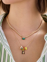 BaubleBar Disney Goofy Beaded Charm Necklace - Goofy - 
    Disney rondelle beads on a gold chain