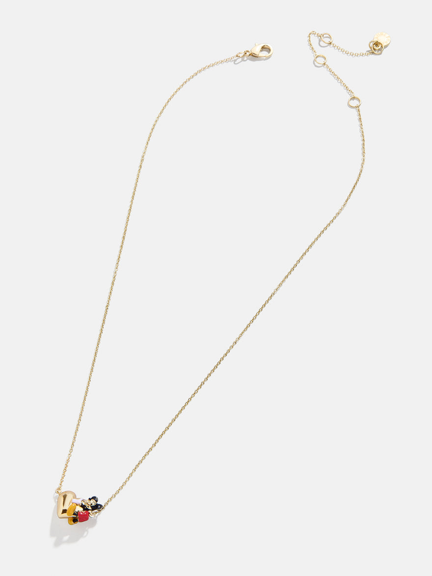 Disney Mickey Mouse Hugging Heart Necklace - Gold