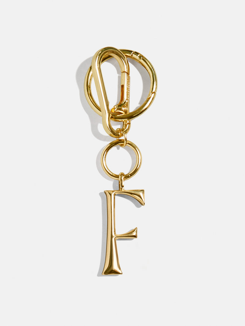 Gold Initial Enamel Bag Charm - F
