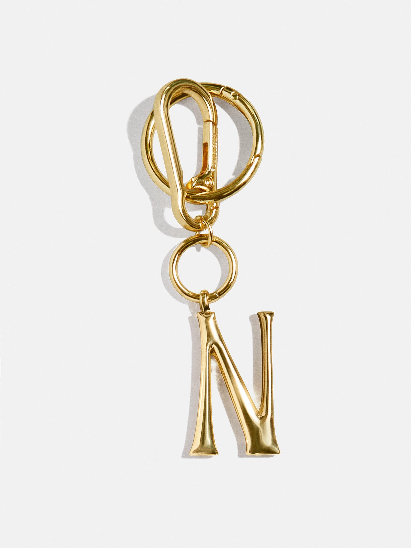 Gold Initial Enamel Bag Charm - N