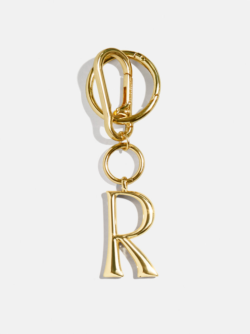 Gold Initial Enamel Bag Charm - R