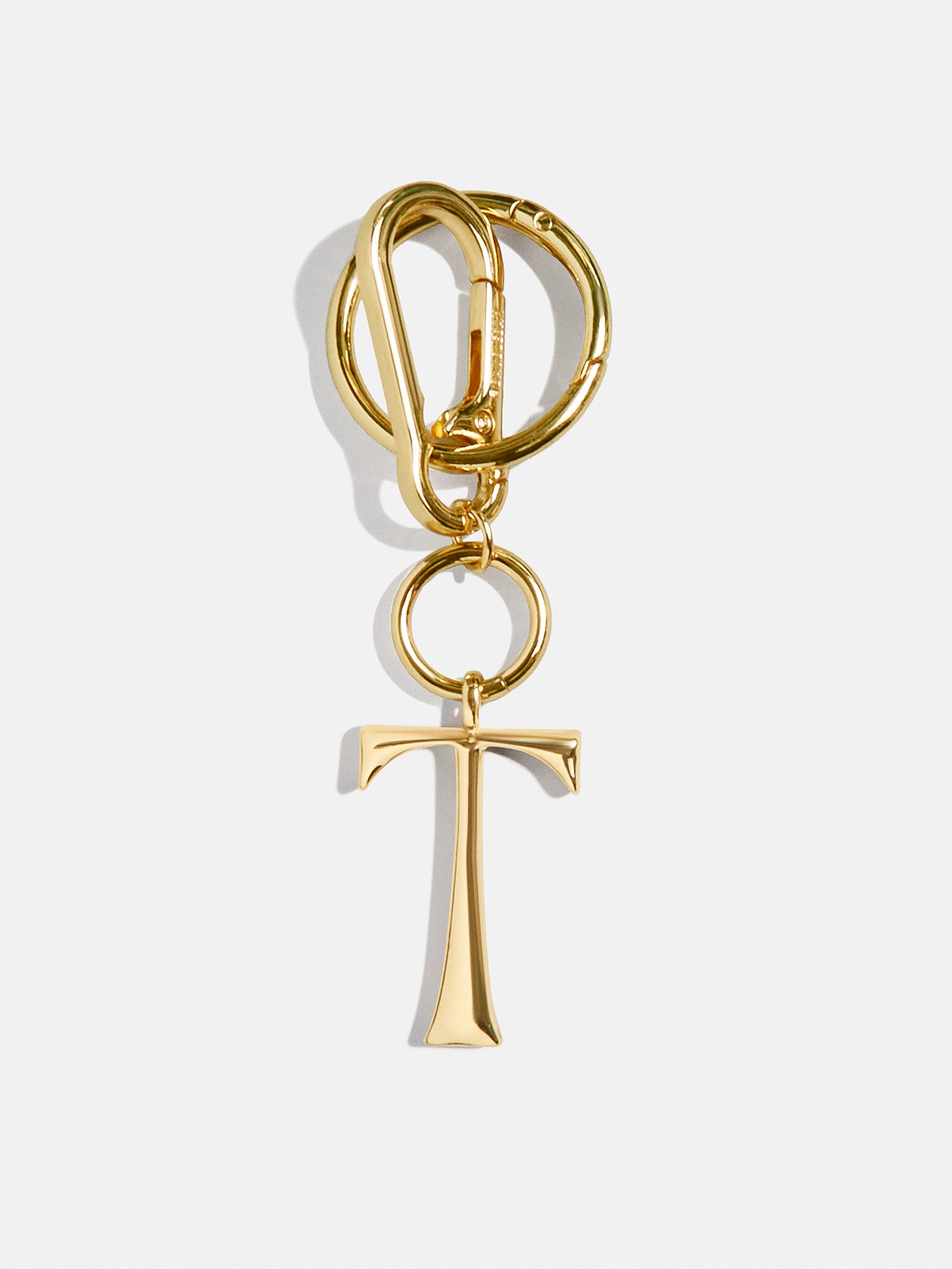 Gold Initial Enamel Bag Charm - T