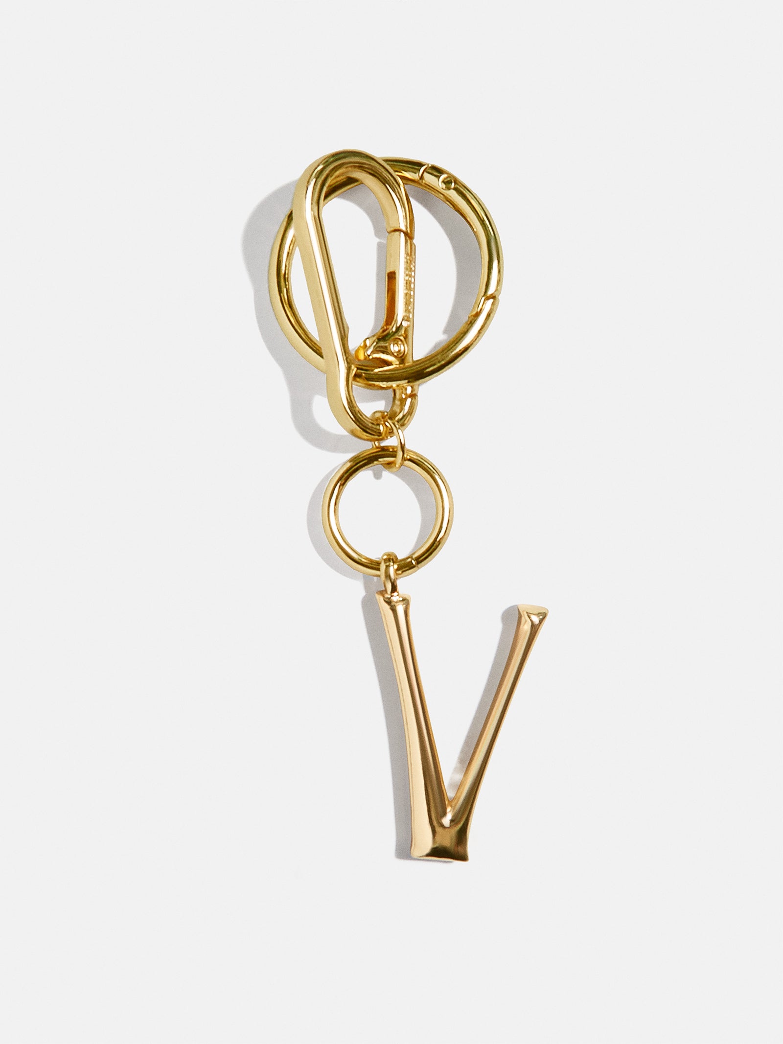 Gold Initial Enamel Bag Charm - V