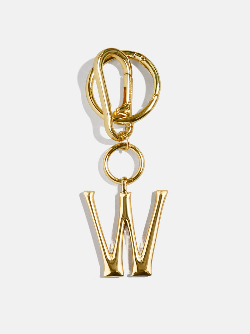 Gold Initial Enamel Bag Charm - W