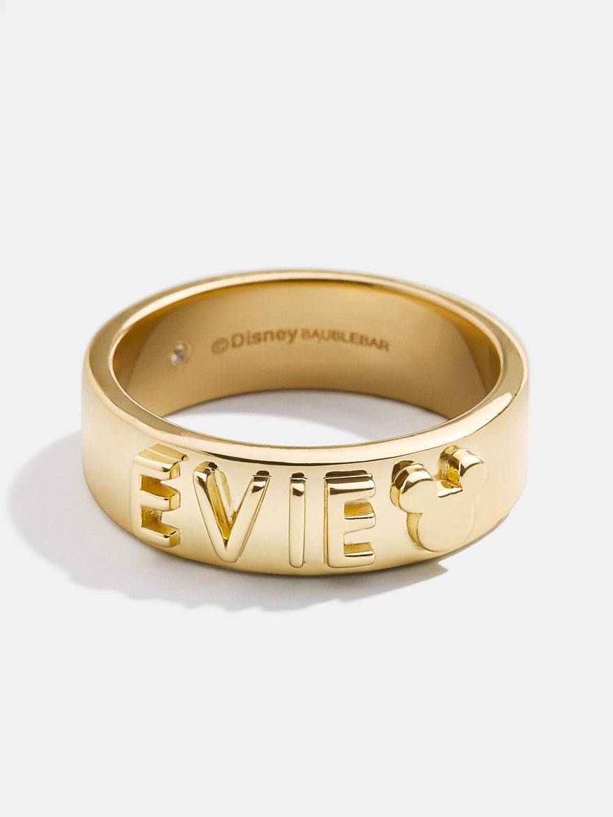 Disney 18K Gold Plated Sterling Silver Custom Block Ring - Gold/Pavé
