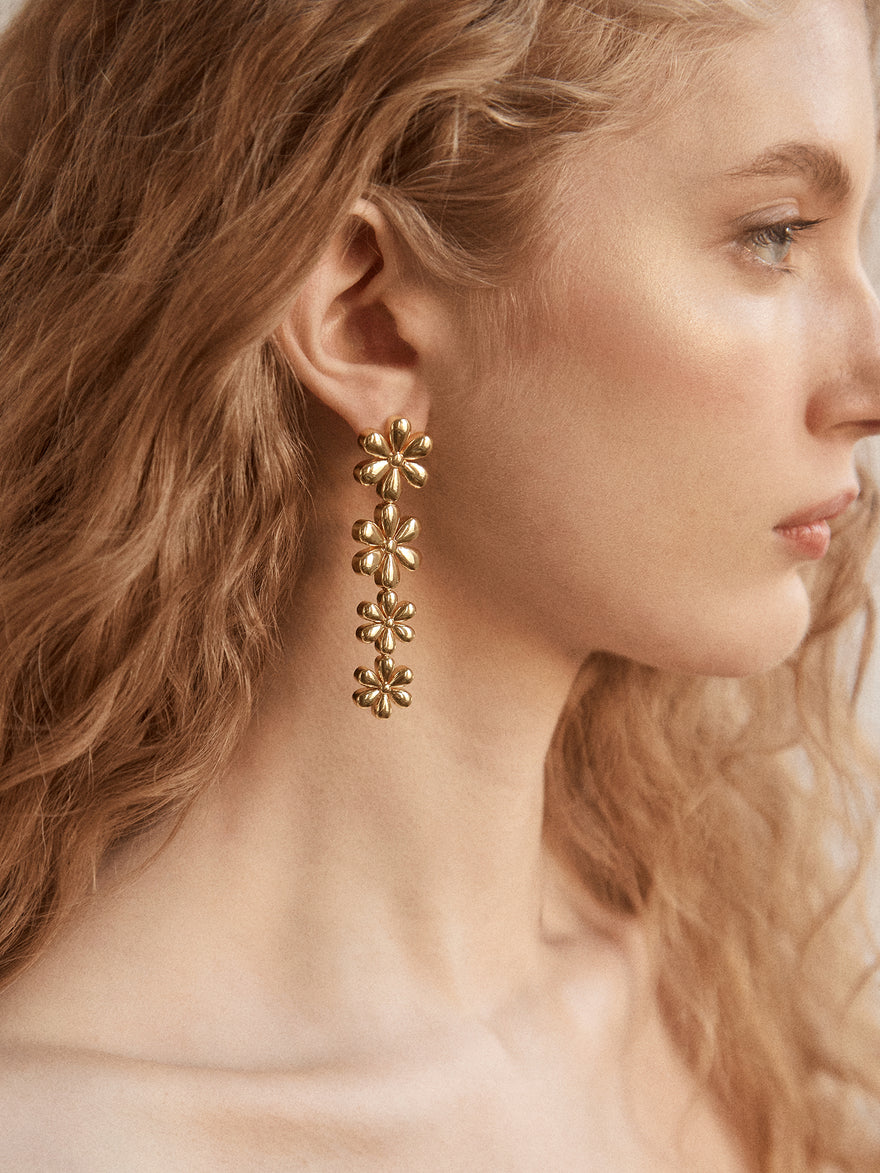 Blossom Statement Earrings - Gold