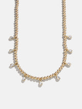 BaubleBar Joelle Pisa Beaded Necklace - Teardrop Bezel -
Gold beads with crystal stones