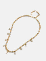 BaubleBar Joelle Pisa Beaded Necklace - Teardrop Bezel -
Gold beads with crystal stones