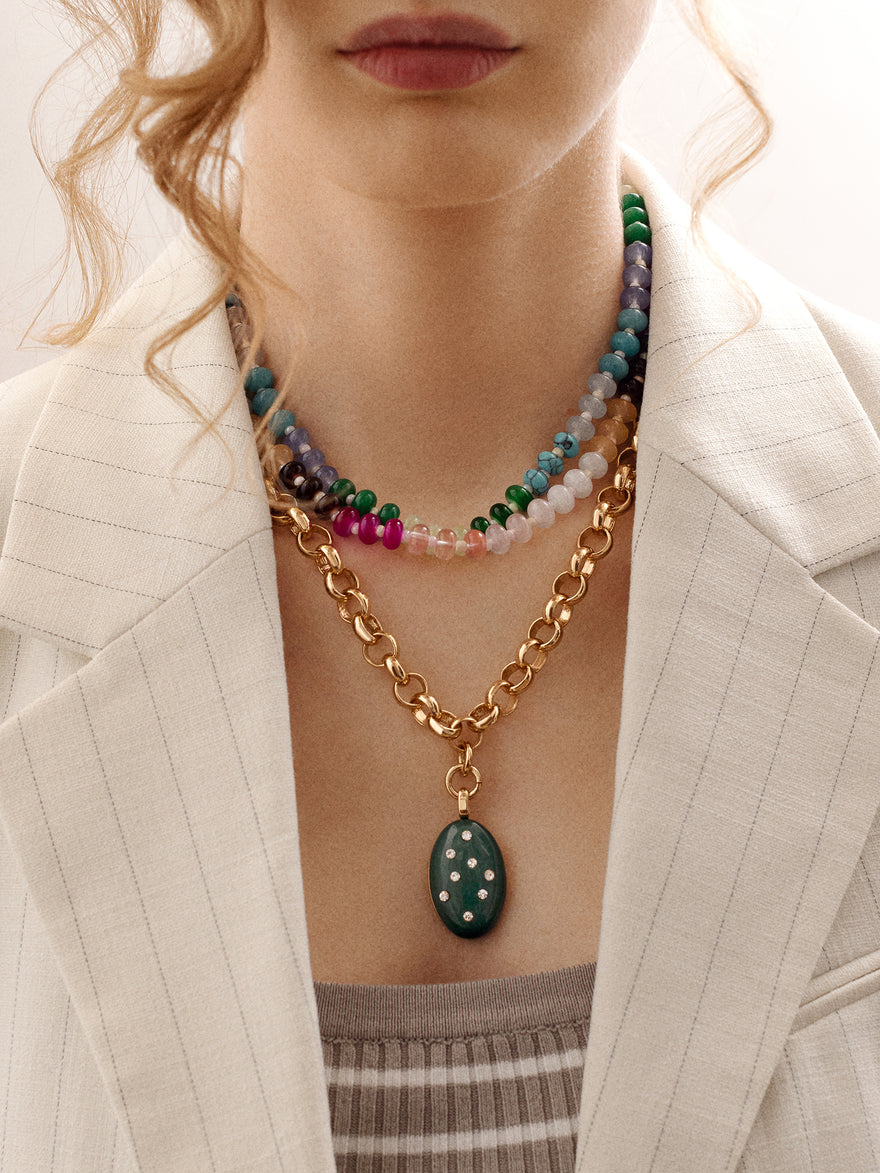 Aurora Semi-Precious Layered Necklace - Gold/Multi