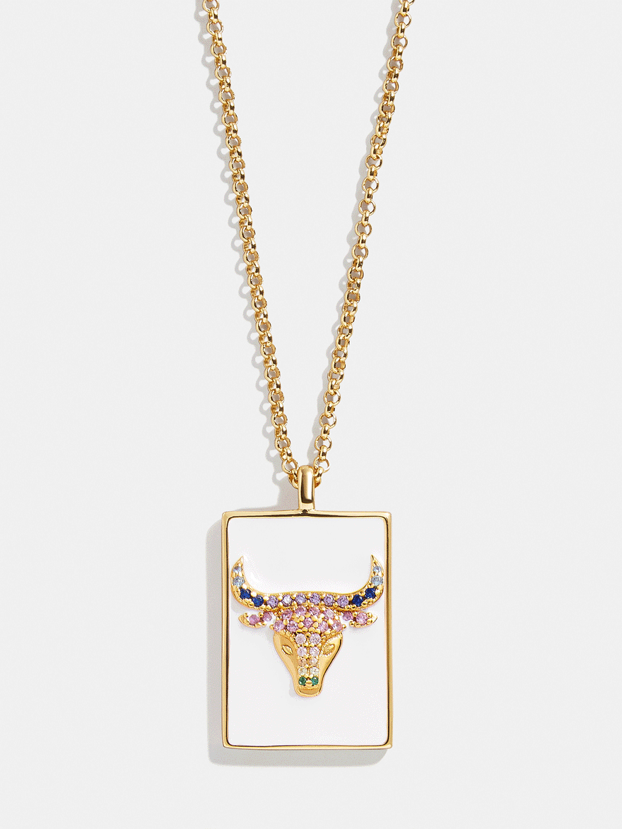 Reversible 18K Gold Zodiac Pendant Necklace - Taurus