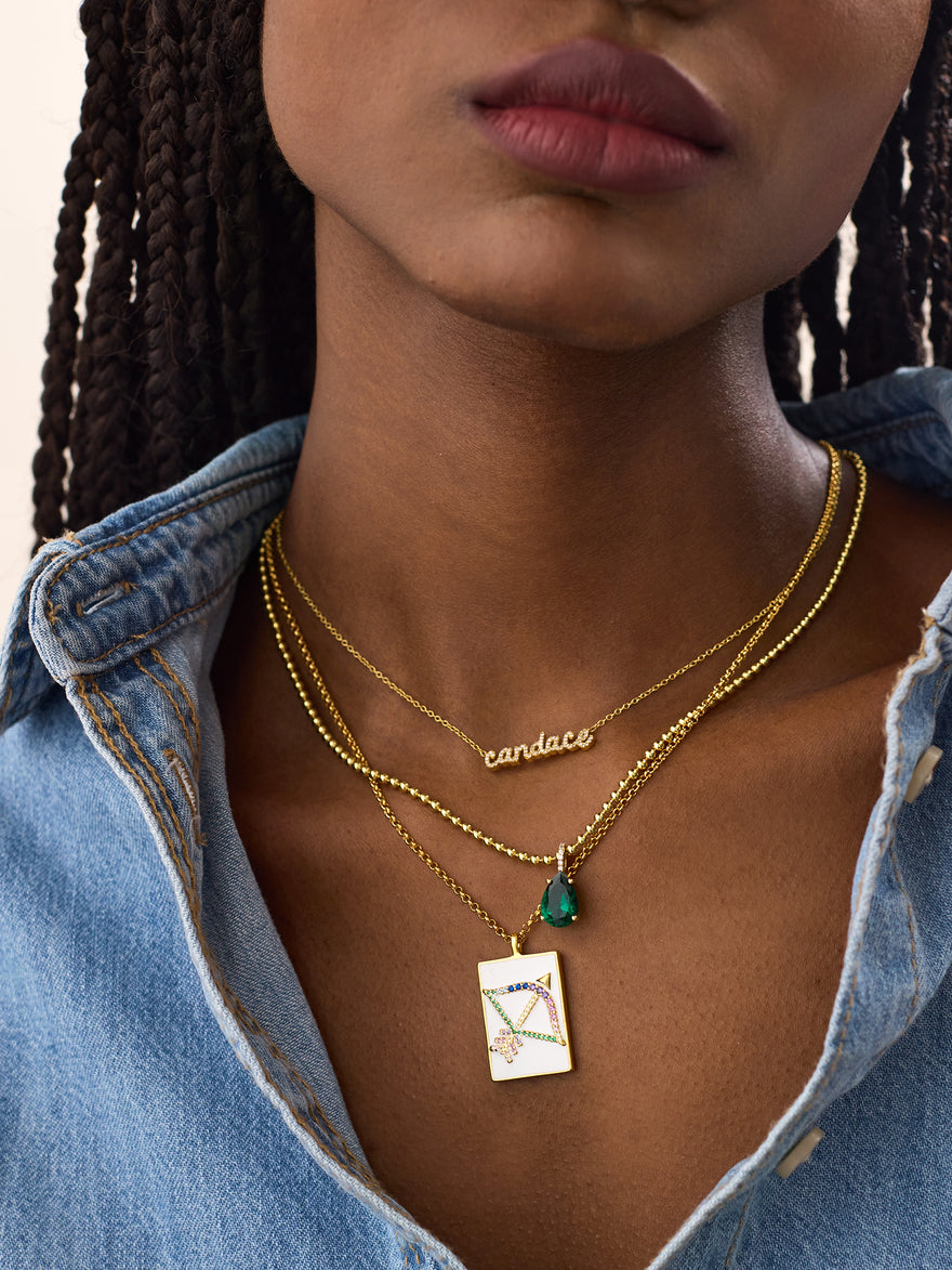 Reversible 18K Gold Zodiac Pendant Necklace - Virgo