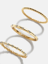 BaubleBar Gabriela Ring Set - Gold/Pavé -
Set of three gold rings
