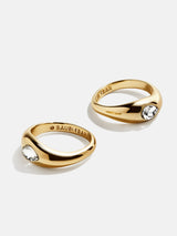 BaubleBar Vanessa Ring Set - Gold/Pavé -
Set of two gold rings