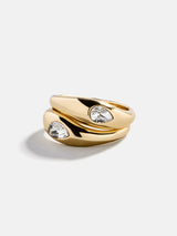 BaubleBar Vanessa Ring Set - Gold/Pavé -
Set of two gold rings