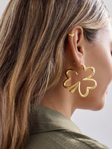 BaubleBar Shamrock N’ Roll Hoop Earrings - Gold -
Gold shamrock hoop earrings
