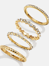 BaubleBar Lily Ring Set - Gold/Pavé -
Set of four gold rings