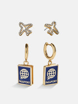 BaubleBar Bon Voyage Earring Set - Passport -
Set of two earrings