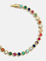 BaubleBar Nina Semi-Precious Bracelet - Gold/Multi - 
    Multicolored stones on a sleek gold bracelet