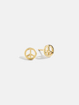 BaubleBar 18K Gold Peace Sign Delicate Stud Earrings - Peace Sign - 
    18K gold plated sterling silver